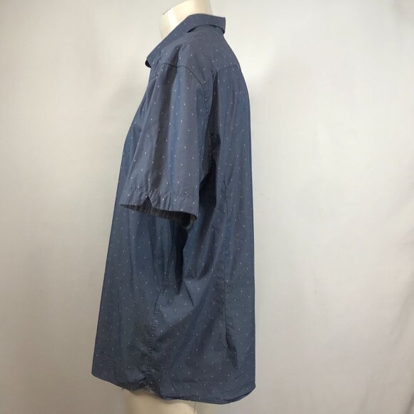 TED BAKER - MEN'S 7 - BLUE SHORT SLEEVE BUTTON UP COLLARED SHIRT - Picture 2 of 5